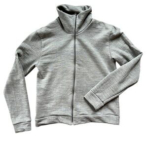 A.P.C. | Wool Zip Up Jacket with Stand Up Collar | Heather Grey | Small